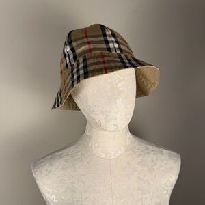 Vintage Burberry Classic Plaid Bucket Rain Hat